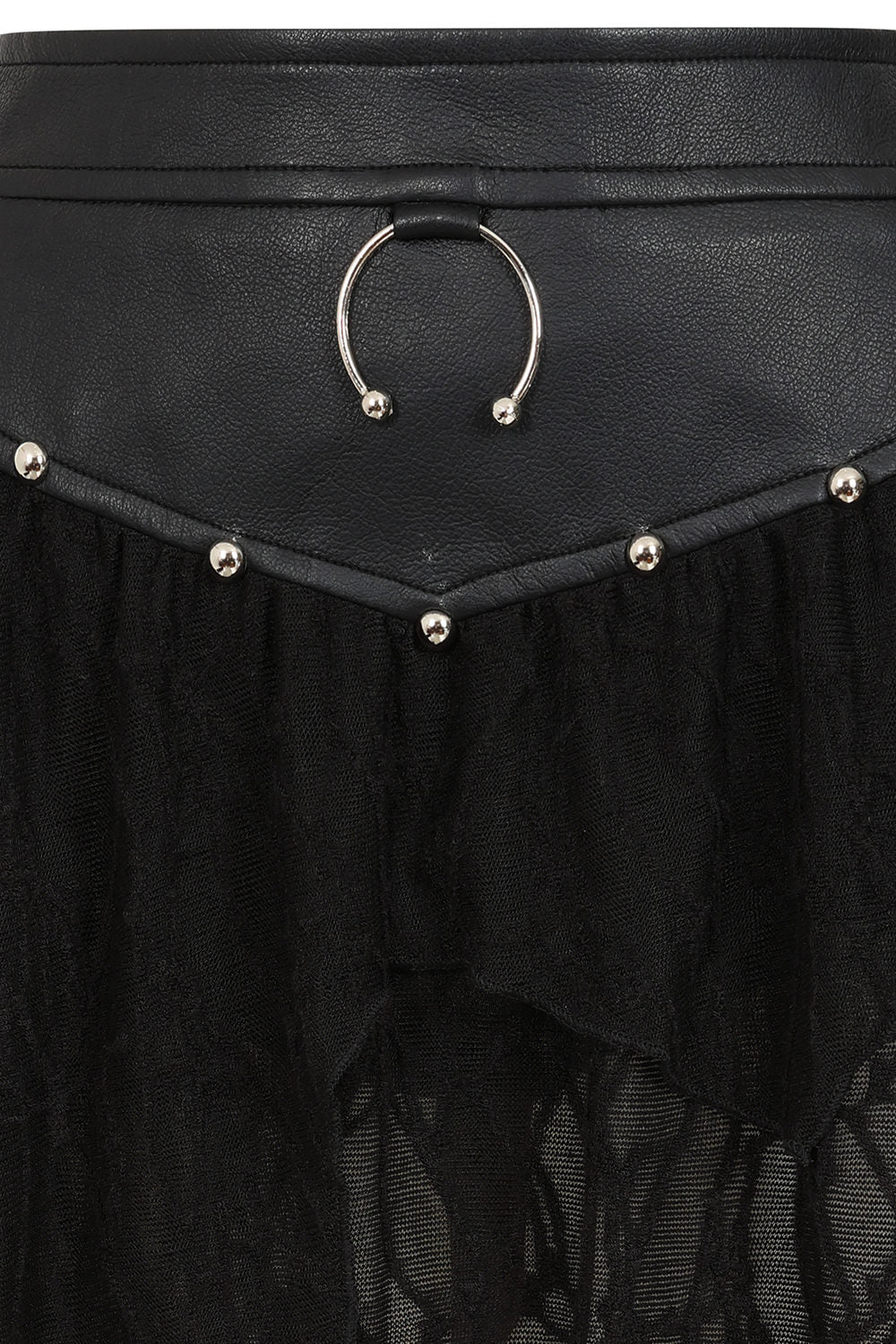 Banned Apparel Luxor Faux Leather and Jagged Knit Skirt in Black