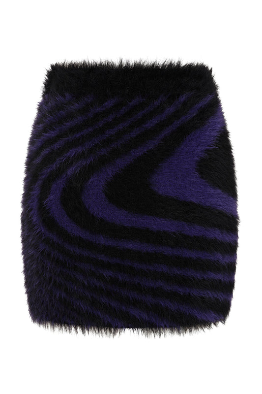 Banned Apparel Daphne Fuzzy Knit Skirt in Black and Purple