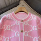 Pink Monogram Patchwork Women's Cardigan