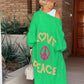 'Love and Peace' Design Women's Long Knitted Cardigan, Sweater Coat