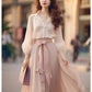 Elegant Retro French Women's Lace-Up Chiffon Two-Piece Outfit