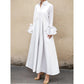 Vireous Flared-Sleeves Elegant Pleated Shirt Dress, Businesswear