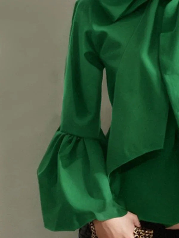 Vireous Bowknot High Collar Women's Tuxedo Shirt