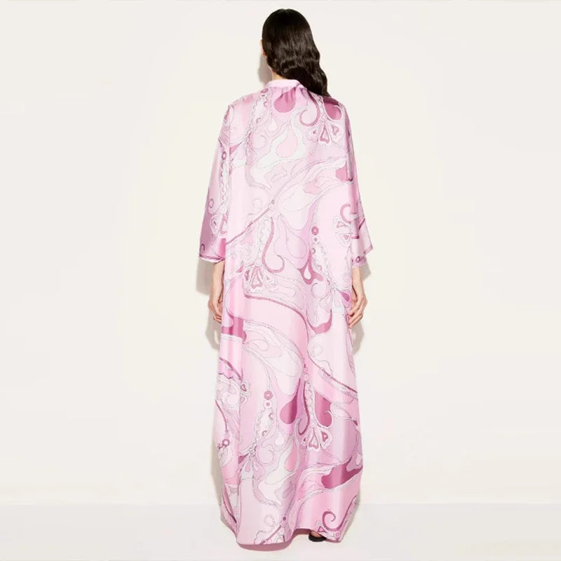 Colourful Abstract Print Kaftan Dress, Party Dress