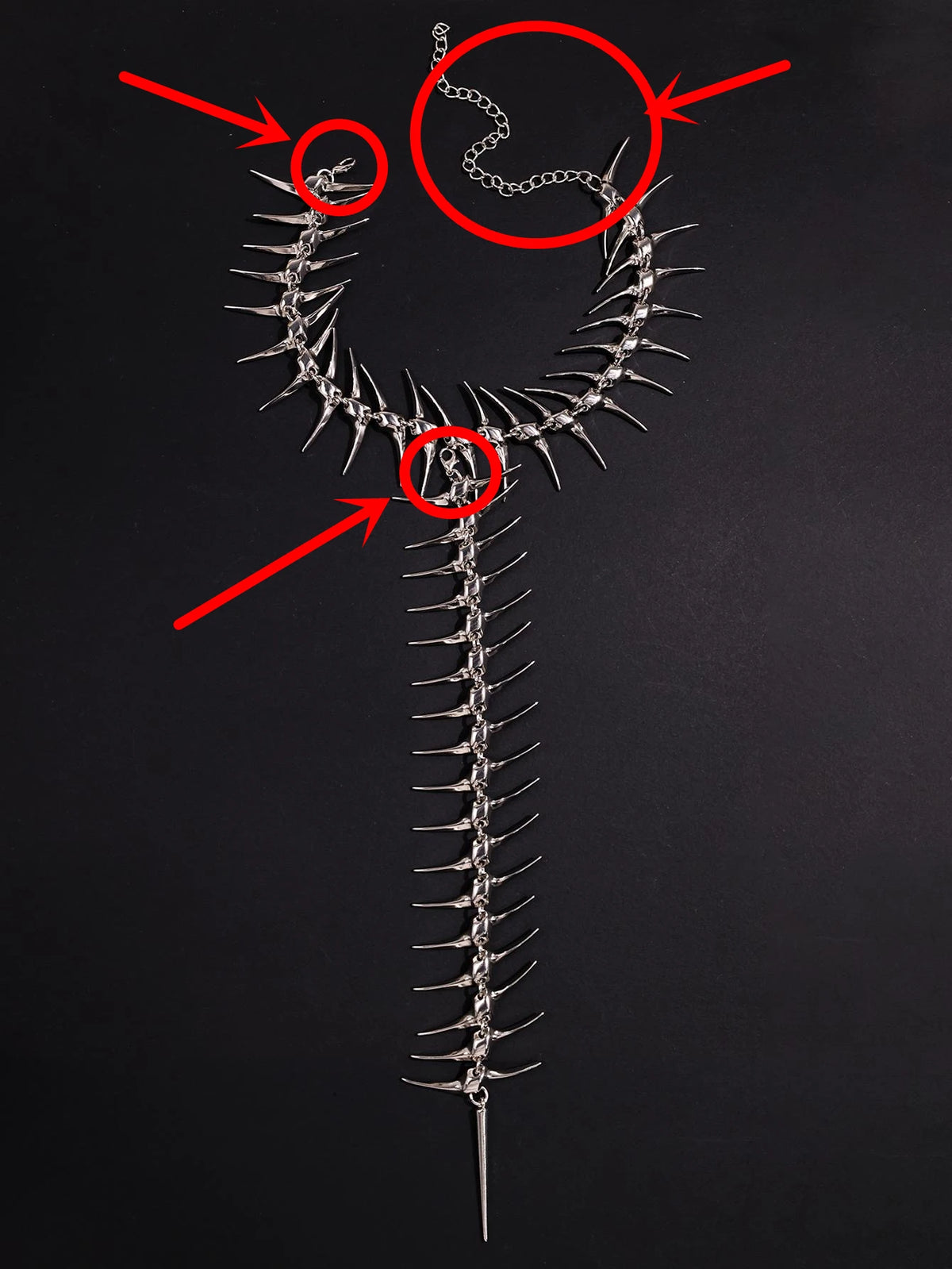 Dark Cross Edgy Thorn Skeleton Necklace