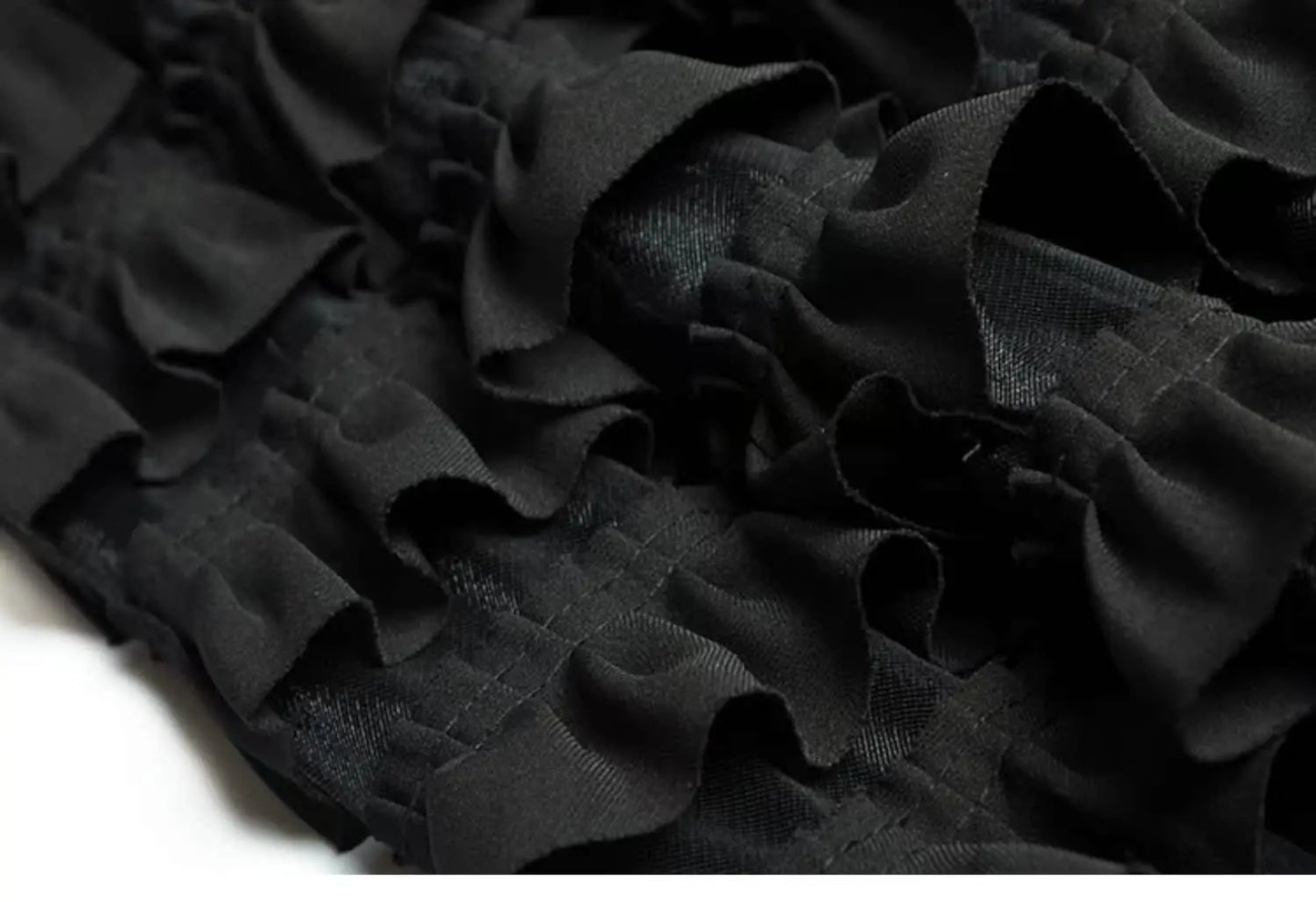 Vireous Black Suit-Collar Tiered Maxi Dress, Winter Catwalk Collection