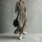 Vireous Bold Gingham Long Dress, Vacation Dress with Pockets