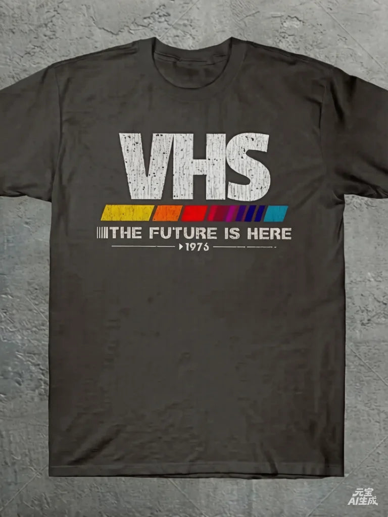 Vintage 'VHS The Future Is Here' T-Shirt, Philosophical 1970s Throwback