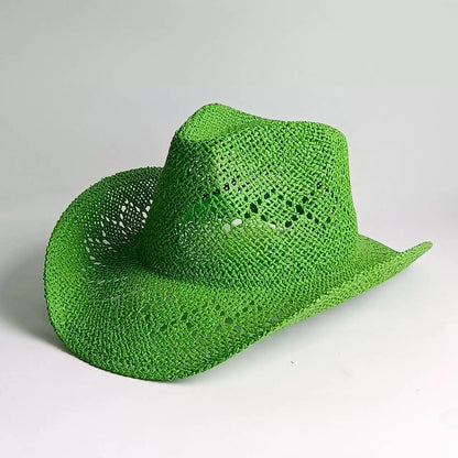 Women's Openwork Woven Cowboy Hat, Multicolours