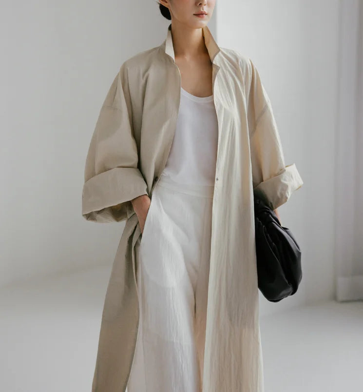 Vireous Cotton and Linen Women's Fashion Casual Loose Shirt Coat