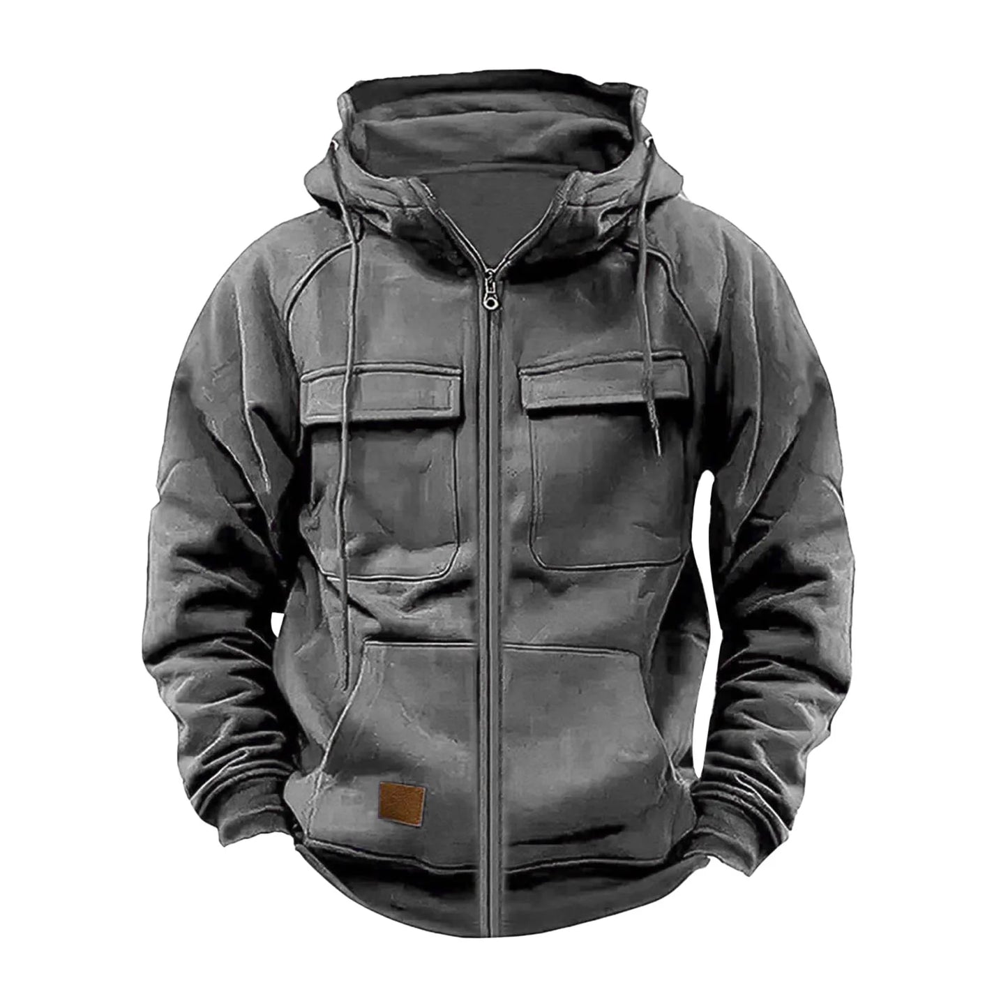 Men's Thickened Solid Hoodie, Mullti Pockets