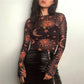 Sun and Moon Sheer Mesh Round-Neck Base Layer Shirt