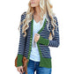 Vibrant Stripe Women's Cardigan Coat, Single Breasted Long Sleeves