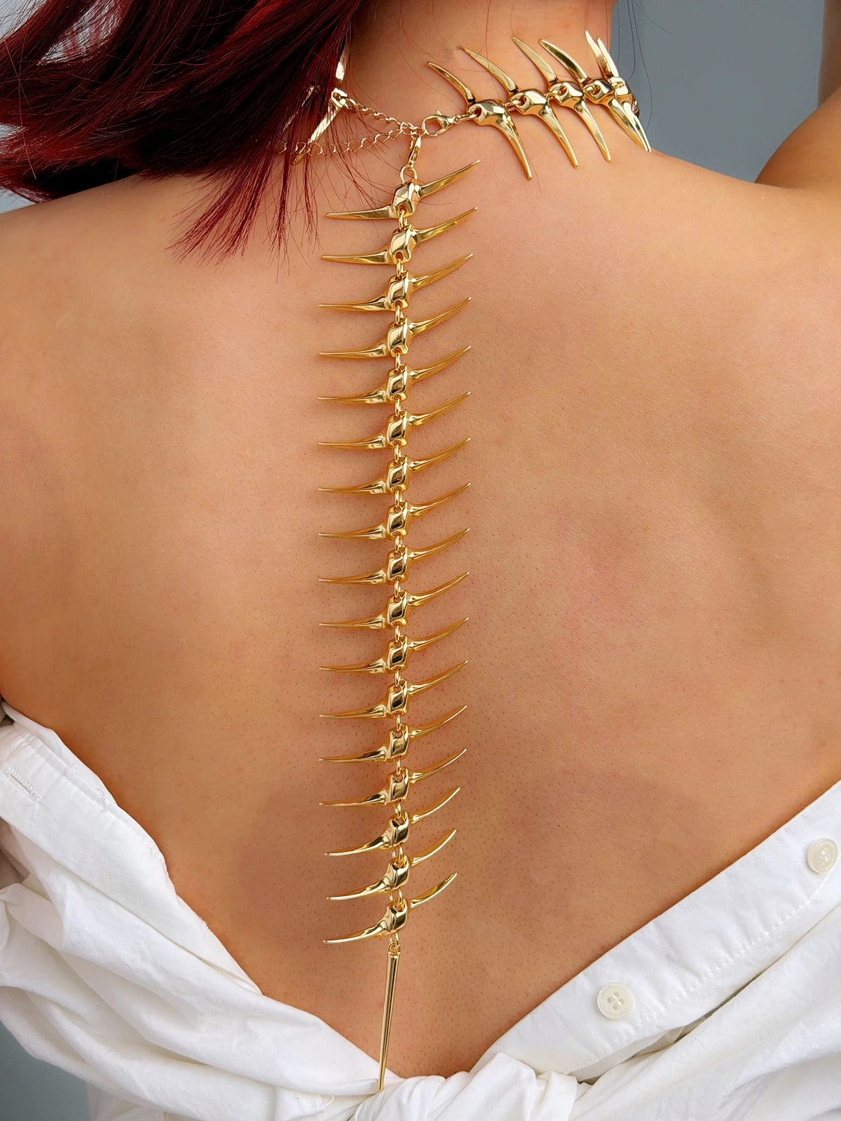 Dark Cross Edgy Thorn Skeleton Necklace