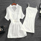 Vireous Silk White Slip and Sun Dress Set, French Rustic Aesthetic