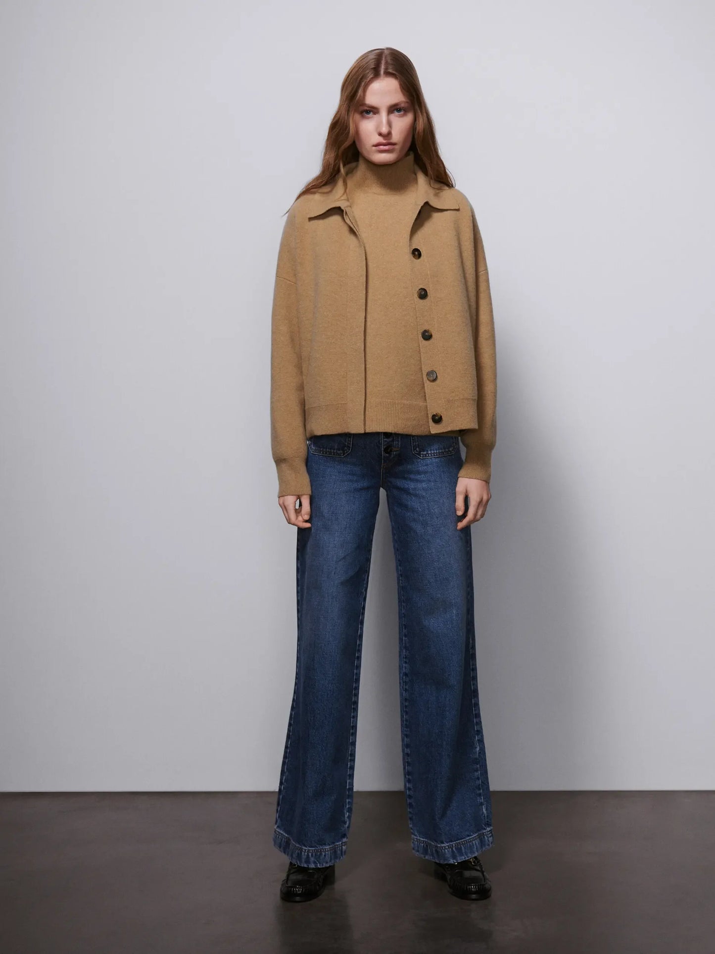 Women's Woollen Pilot Jacket, Knitted Camel Cardigan, Catwalk Collection