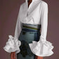 Vireous Women's Elegant Flared-Sleeves Falbala Blouse