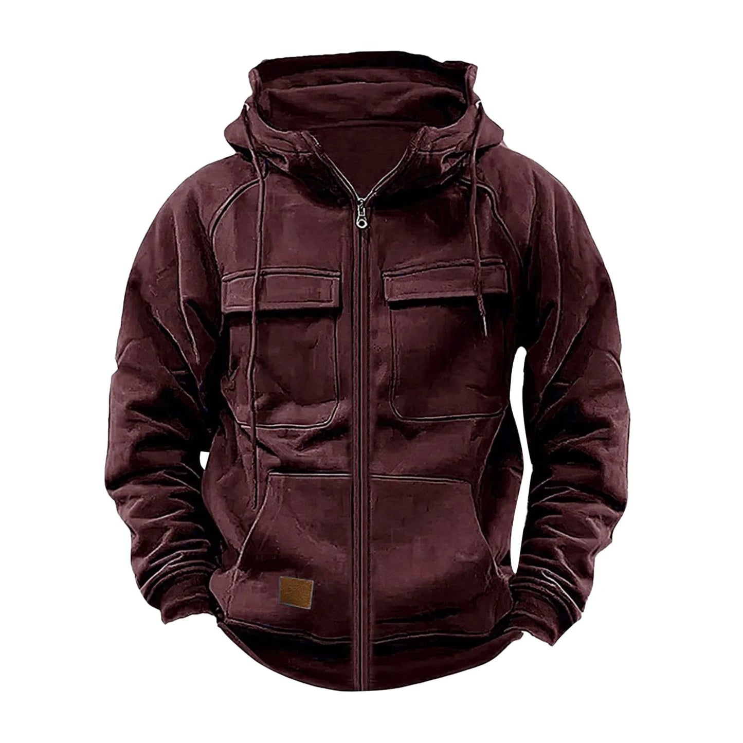Men's Thickened Solid Hoodie, Mullti Pockets