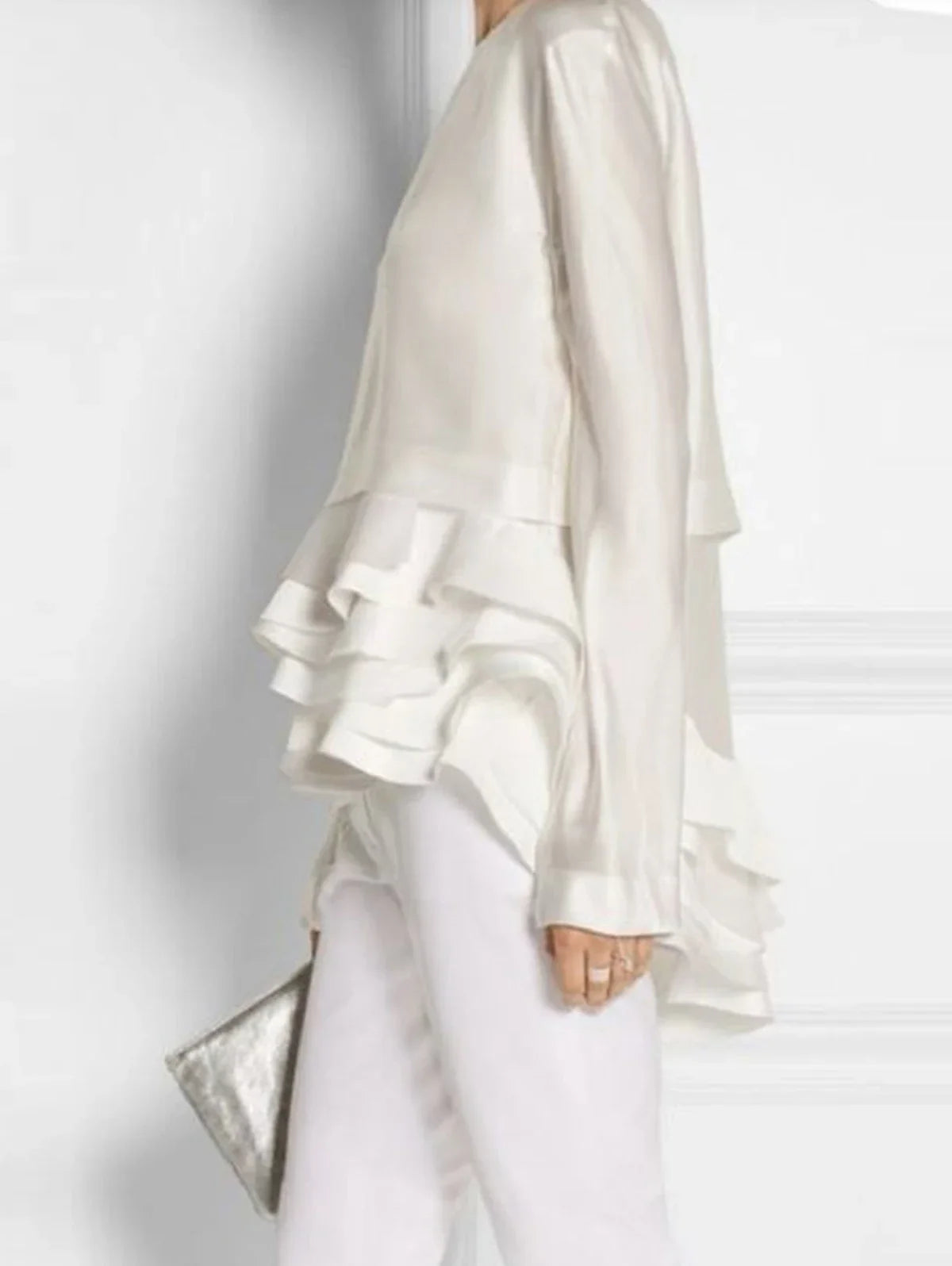 Vireous Women‘s Ruffle Layered Shirt, Plus Sizes