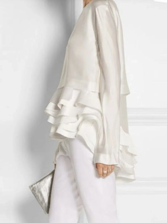 Vireous Women‘s Ruffle Layered Shirt, Plus Sizes