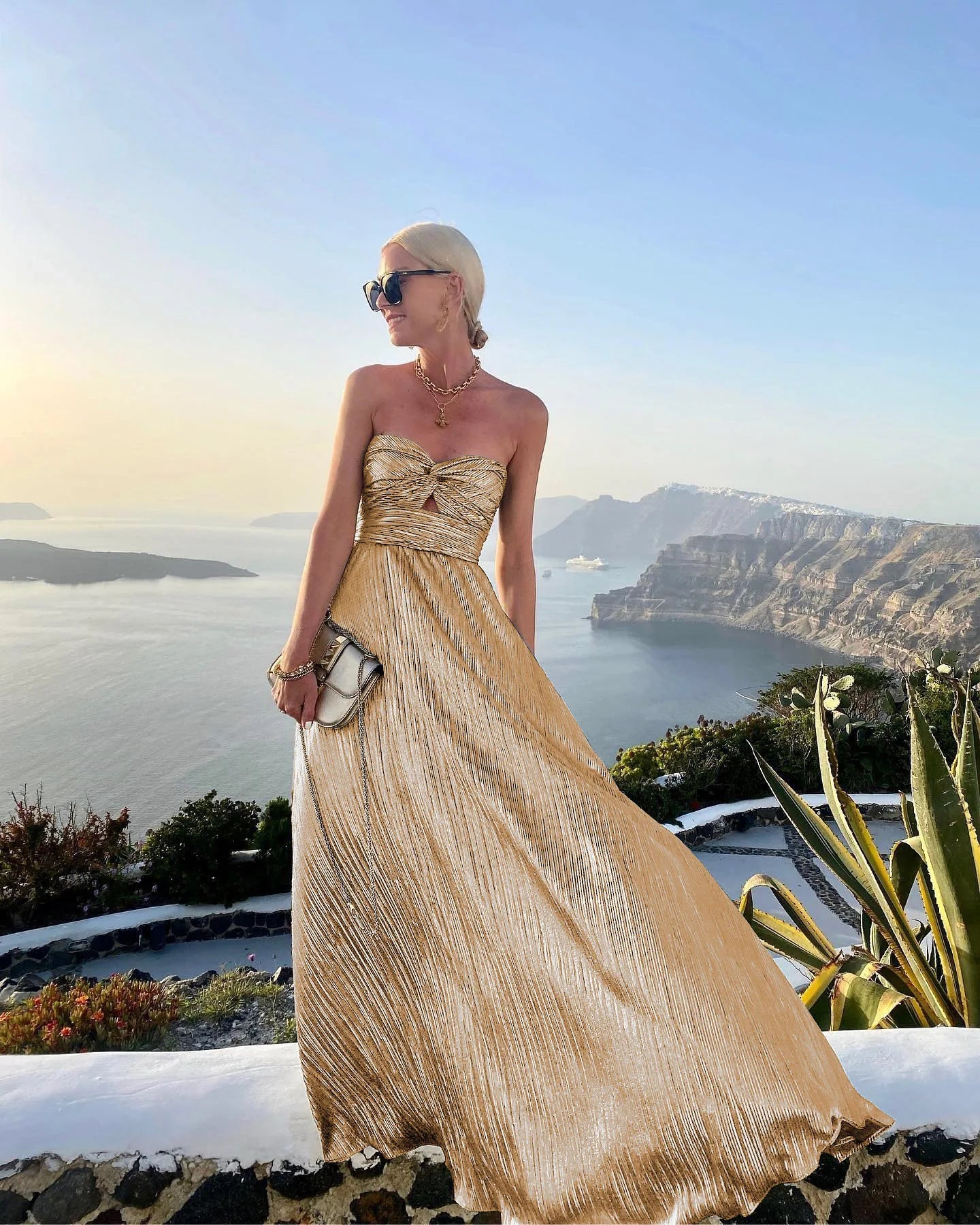 Vireous Sexy Twist Strapless Boho Elegant Evening Dress