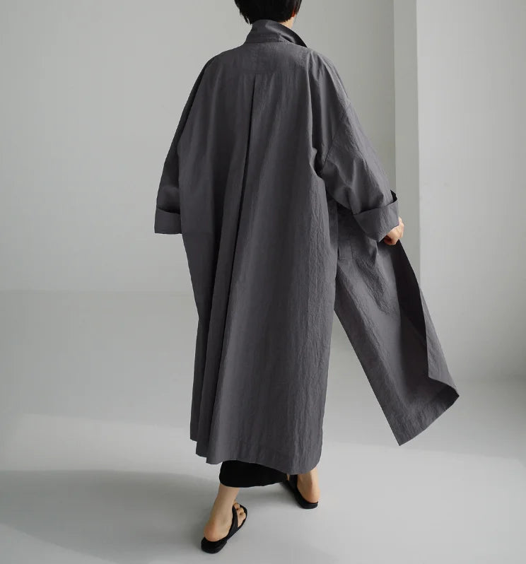 Vireous Cotton and Linen Women's Fashion Casual Loose Shirt Coat