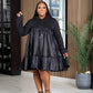 Plus-Size Preppy Hooded Casual Loose-Waist Dress