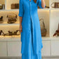 Elegant Lapel Single-Breasted Long Shirt and Wide-Leg Pants Suit