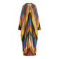 Vireous Long Sleeves Loose Geometric-Print Split-Side Maxi Dress