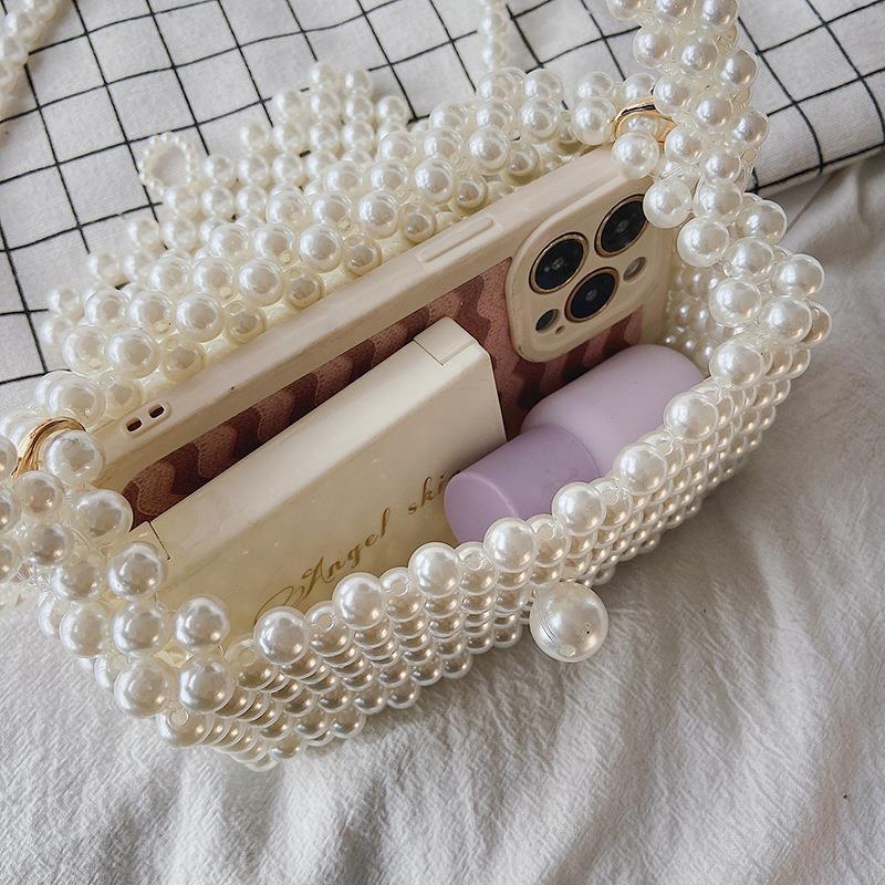 Small Pearl Crossbody Handbag with Pearl Handle & Strap