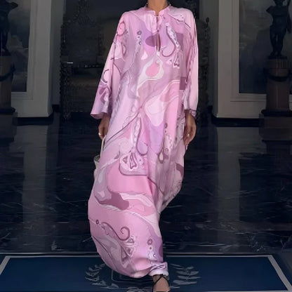 Colourful Abstract Print Kaftan Dress, Party Dress