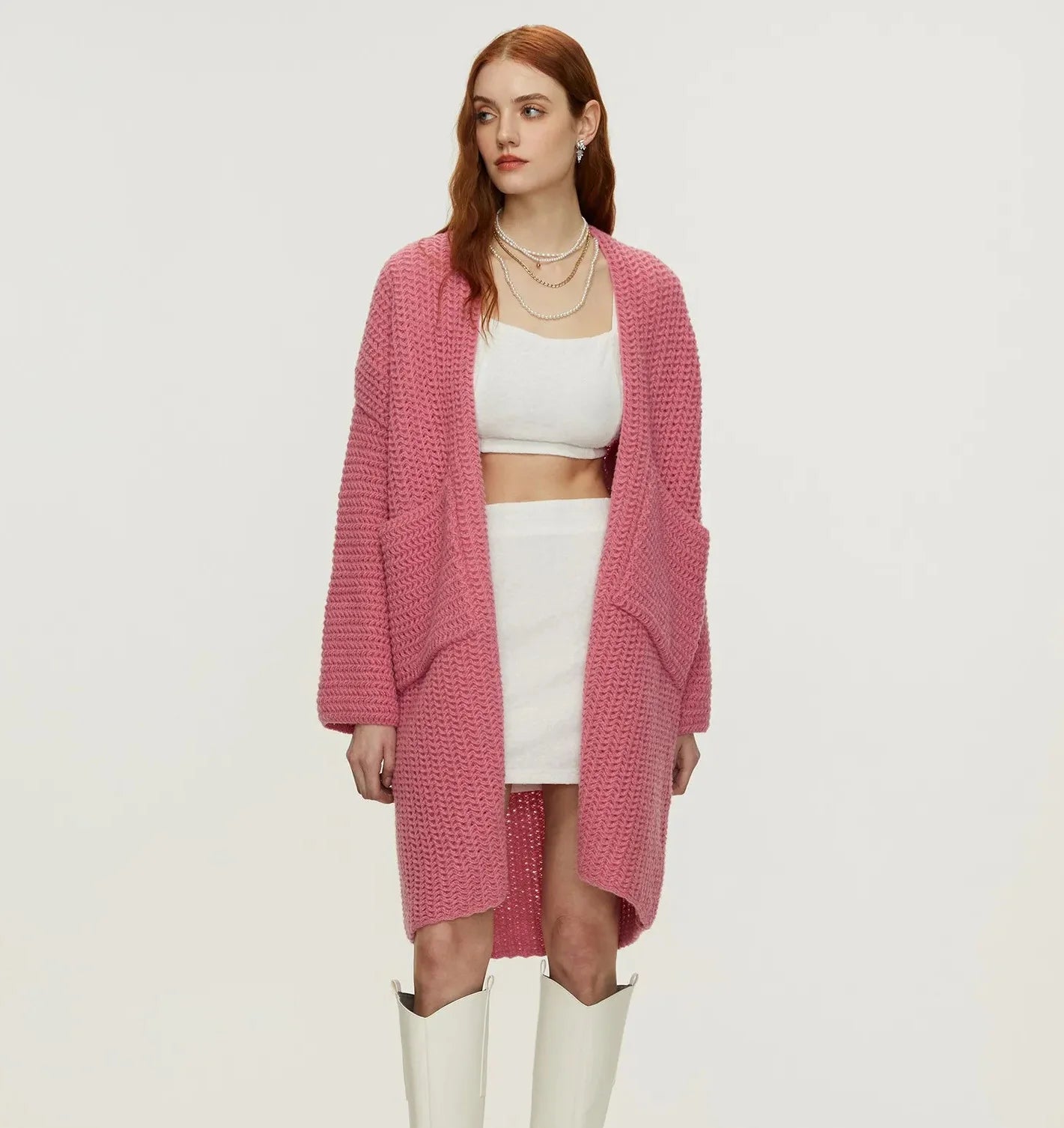 Knitted Cardigan Coat Medium-Length, Multi Colours