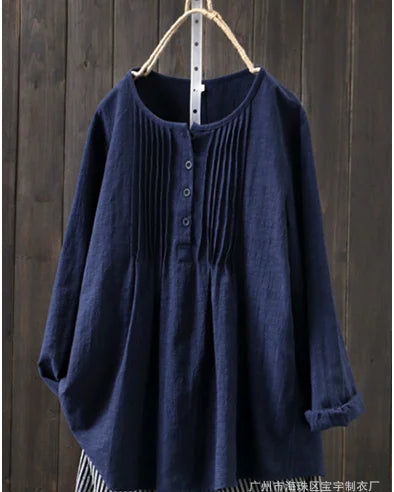 Women's Quaker Shirt, Chambray Top with Pin Tuck Front