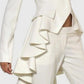 Women's Avant Garde Long Ruffle Tail White Blazer, Catwalk Collection