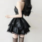 French-Style 'Goddess' Party Dress, Faux Leather in Red and Black