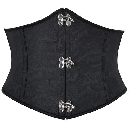 Faux Leather Underbust Corset, Goth Burlesque Corset with Embroidery, Plus Sizes