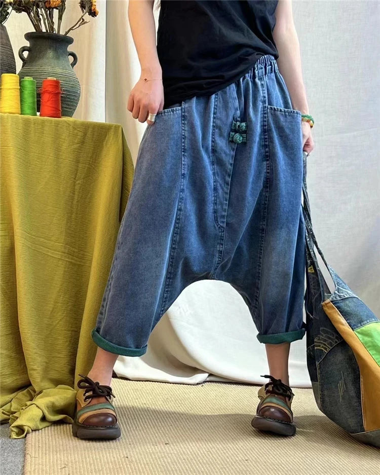 Women's Cropped Casual Baggy Denim Jeans