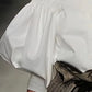 Avant Garde Women's Buttoned Dress Shirt, Round Neck Puff Sleeves