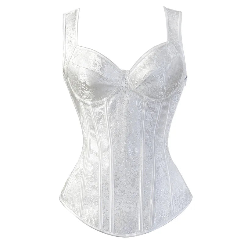 Goth Burlesque Eveningwear Corset, Body Shaper, Bustier, Jacquard Print, Plus Sizes