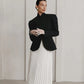Women's Retro Elegant Black Blazer, Gorgeous Structured Tailoring with Mandarin Collar