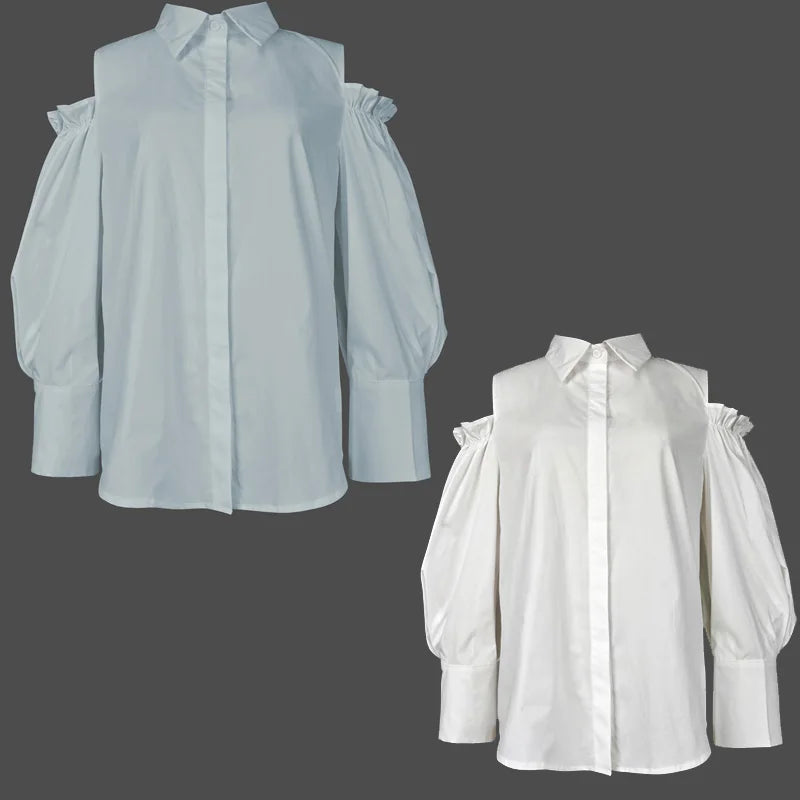 Vireous Women's Tuxedo Dress Shirt