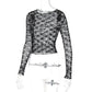 Vireous Long Sleeve See-Through Lace Crop Top