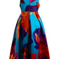 Vireous Floral Abstract Print Tank Dress, Sleeveless Evening Dress, Plus Sizes