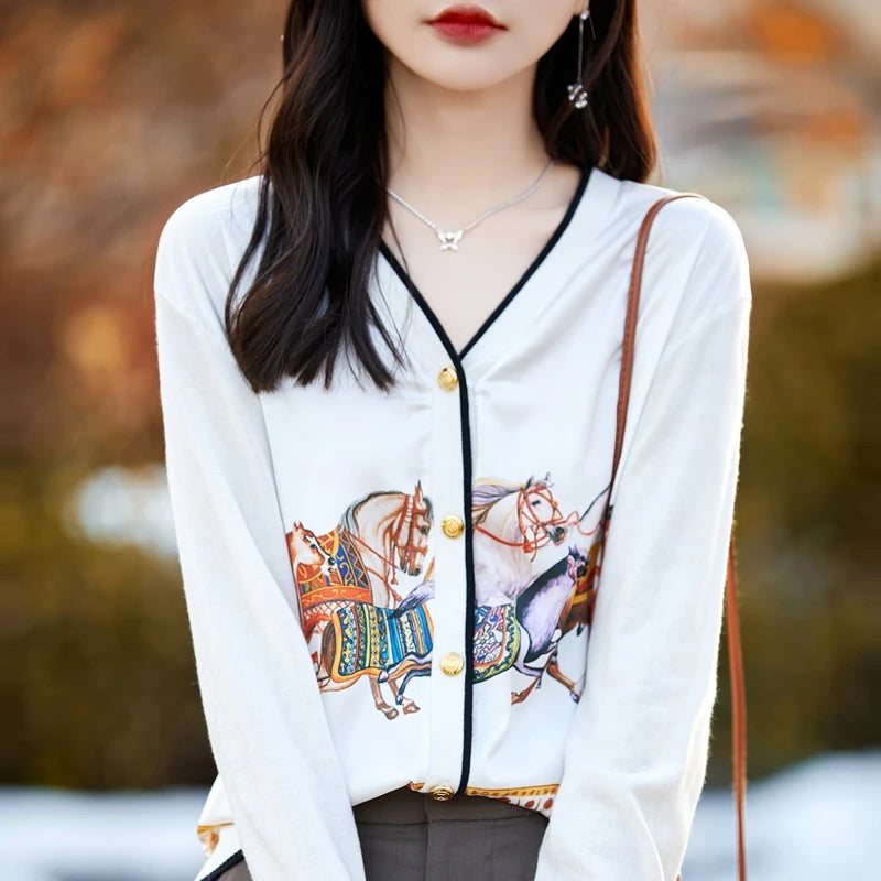 Equestrian Design Women's Lightweight Cardigan, Spring and Summer Collection