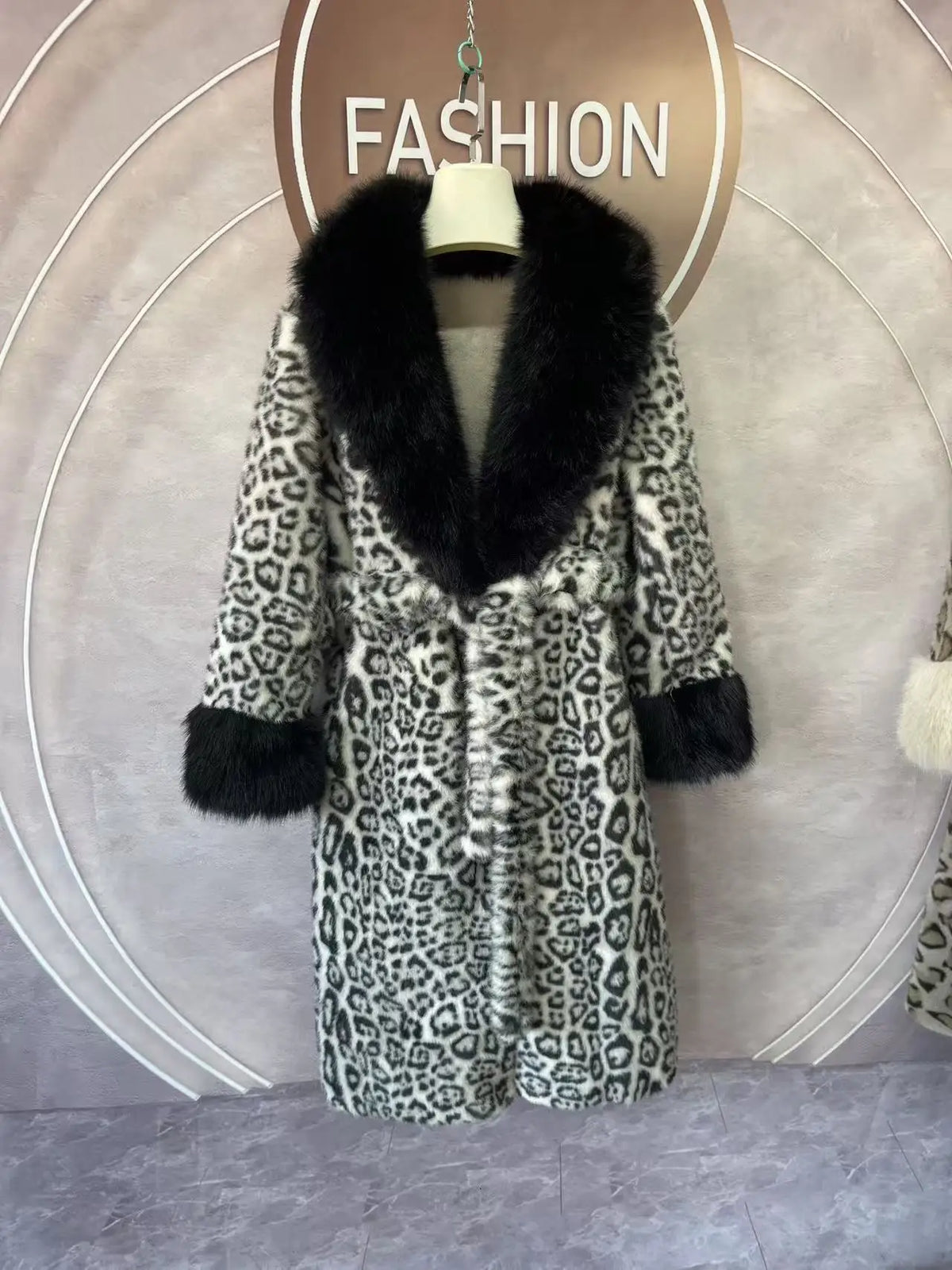 Women's Luxury Faux Mink Fur Coat with Contrast Collar, Multi Colours