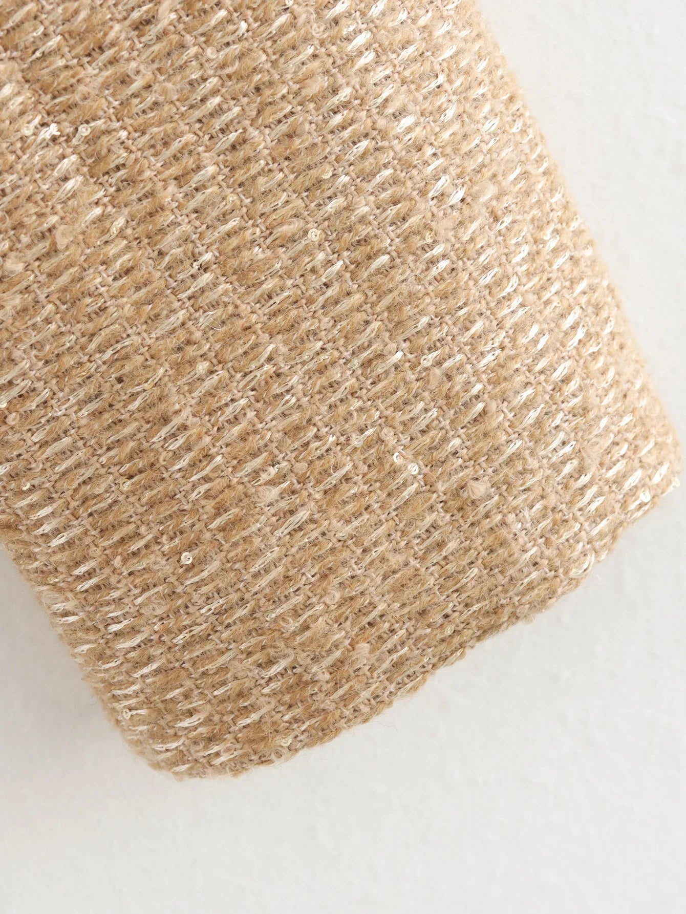 Vireous Round-Neck Simple Tweed Jacket, Multi Colours