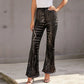 Vireous Women's Sparkling Sequin Slacks, Loose Mid-Waist Trousers