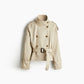 Vireous Women's Short Jacket Belted Trench Coat
