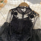 Lace See-Through Puff-Sleeve Vintage Fashion Blouse