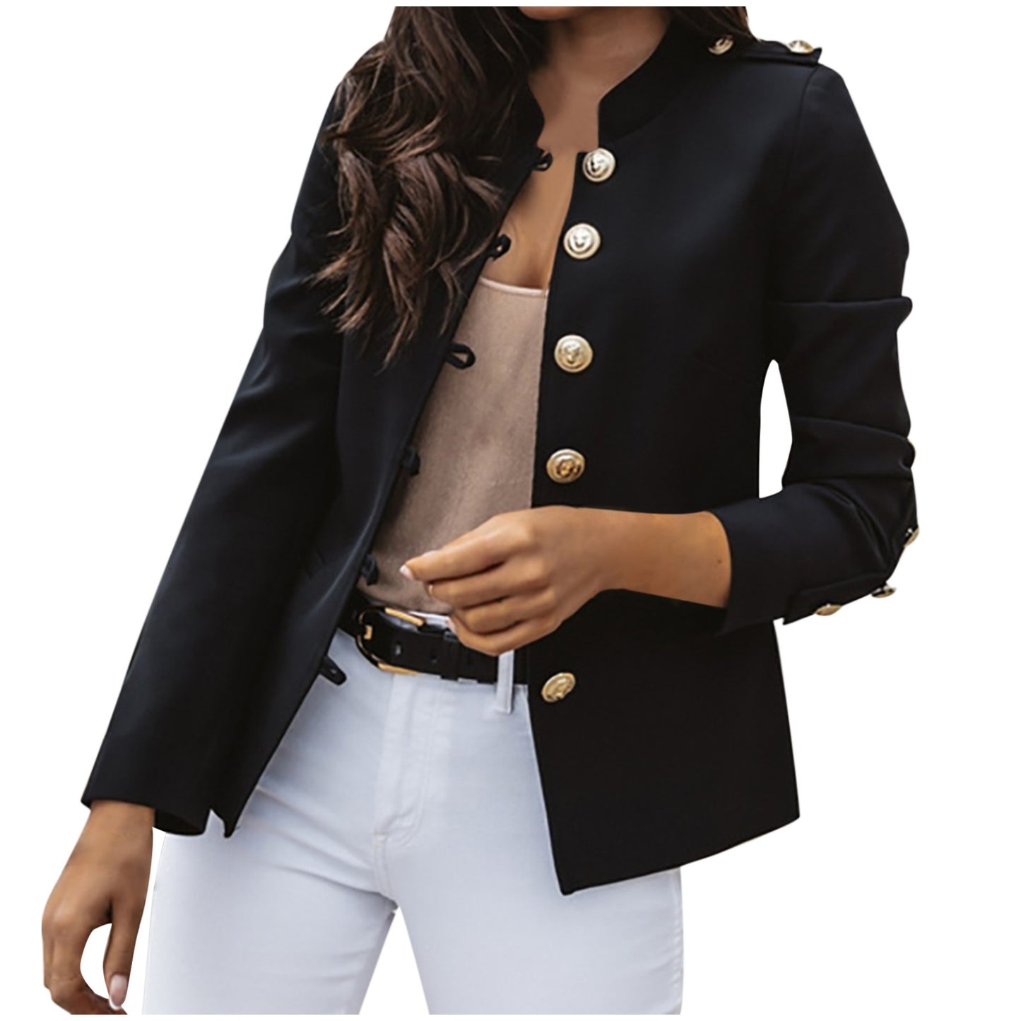 Vireous Women's Casual Slim Fit Military Style Jacket, Multi Colours